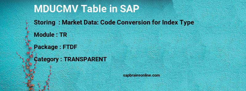 SAP MDUCMV table