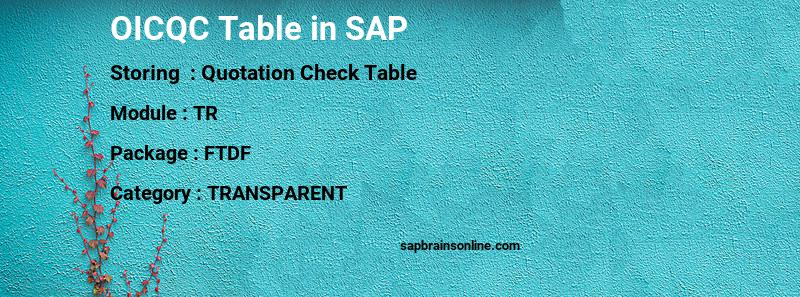 SAP OICQC table