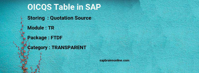 SAP OICQS table