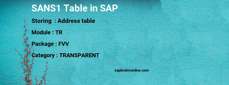 SAP SANS1 table