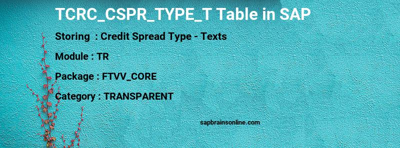 SAP TCRC_CSPR_TYPE_T table