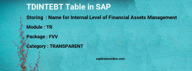 SAP TDINTEBT table