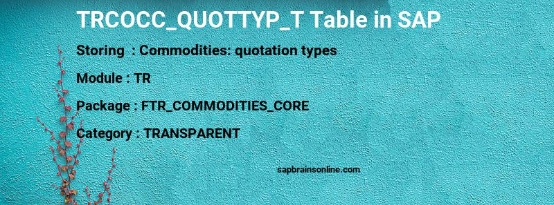 SAP TRCOCC_QUOTTYP_T table