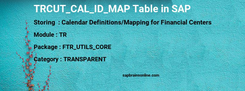 SAP TRCUT_CAL_ID_MAP table