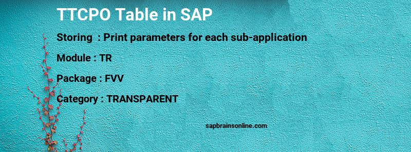 SAP TTCPO table