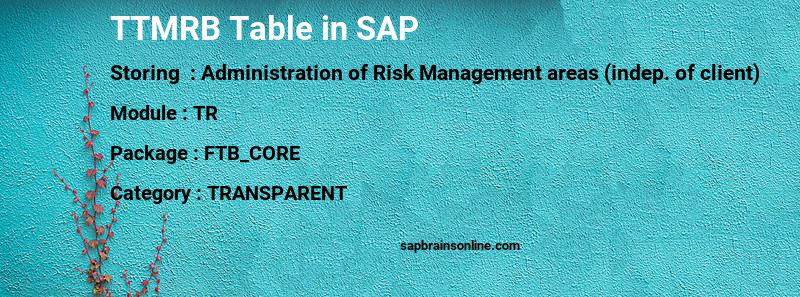 SAP TTMRB table