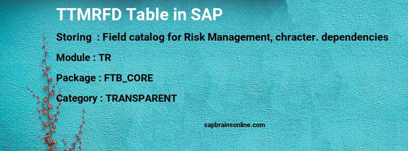 SAP TTMRFD table