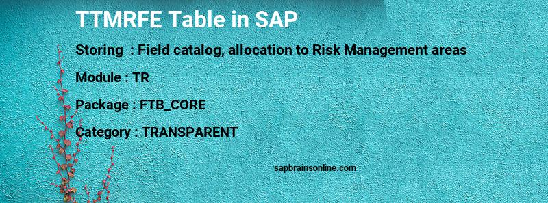 SAP TTMRFE table