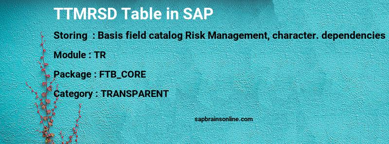 SAP TTMRSD table