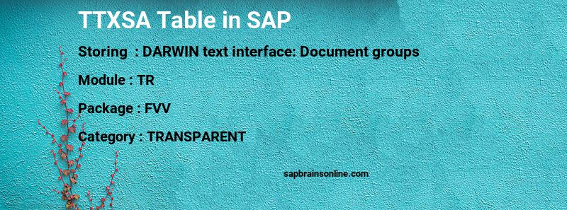 SAP TTXSA table