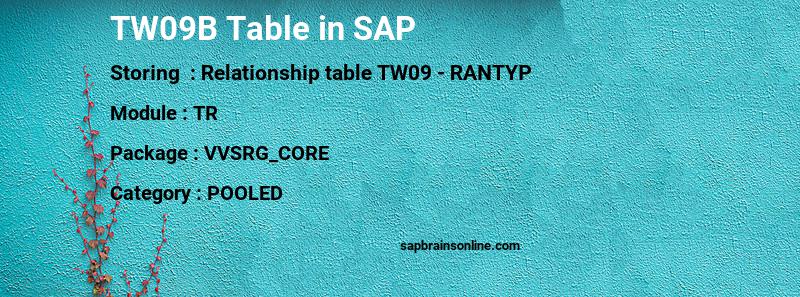 SAP TW09B table