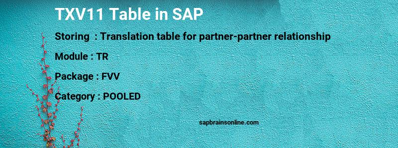 SAP TXV11 table