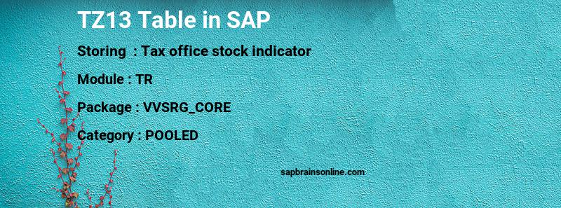 SAP TZ13 table