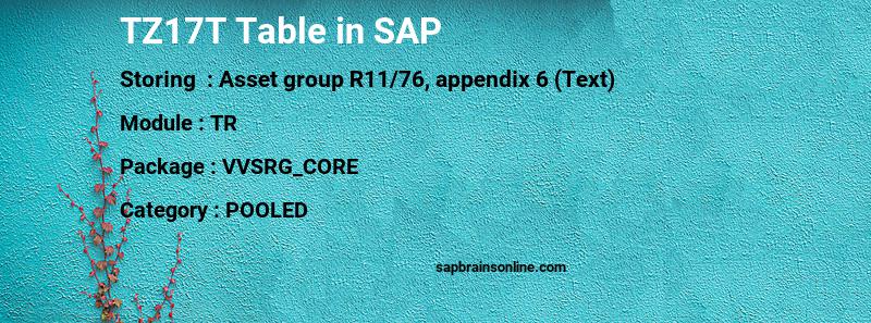 SAP TZ17T table