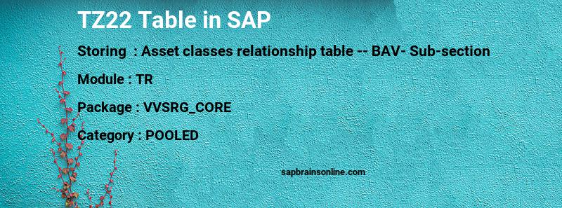 SAP TZ22 table