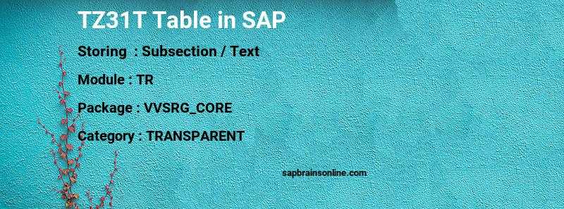 SAP TZ31T table