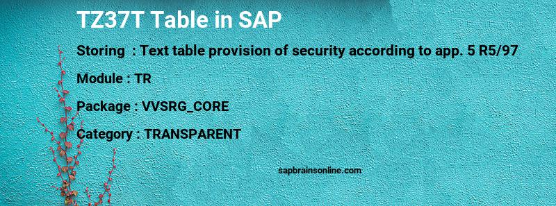 SAP TZ37T table