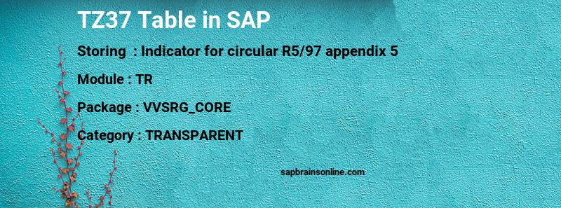 SAP TZ37 table