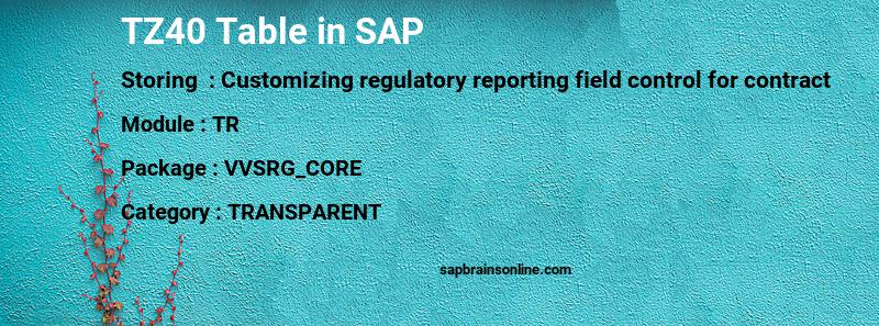 SAP TZ40 table