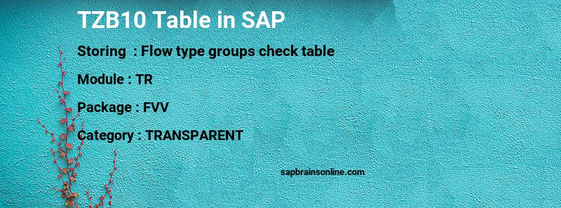 SAP TZB10 table