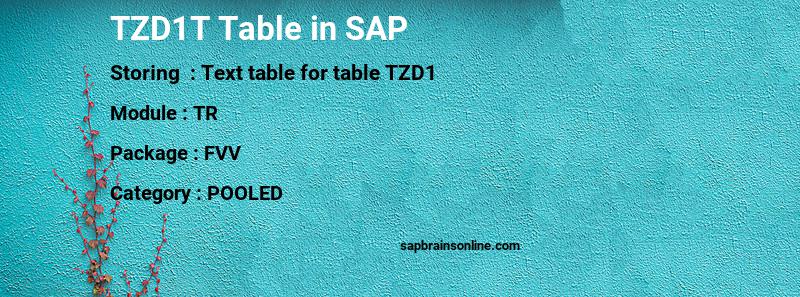 SAP TZD1T table