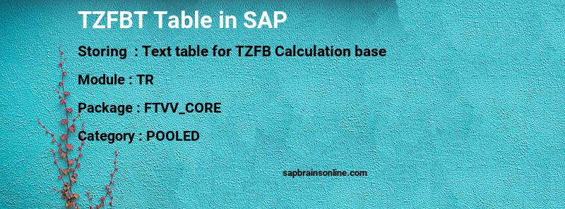 SAP TZFBT table
