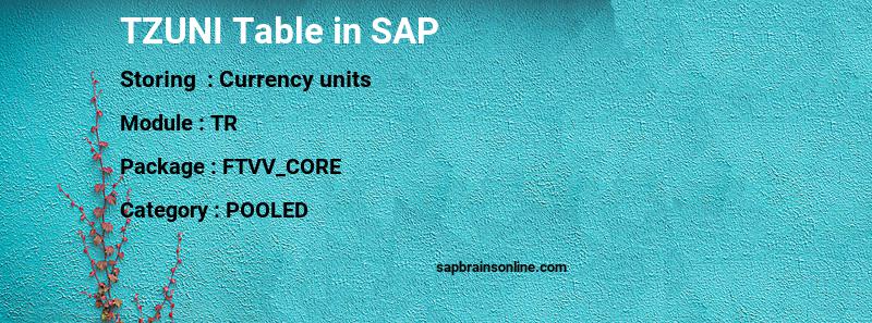 SAP TZUNI table