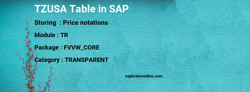 SAP TZUSA table