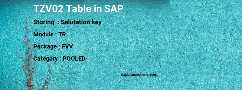 SAP TZV02 table