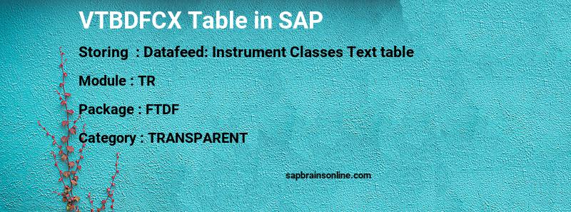 SAP VTBDFCX table