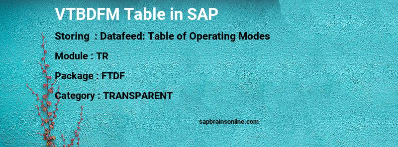 SAP VTBDFM table