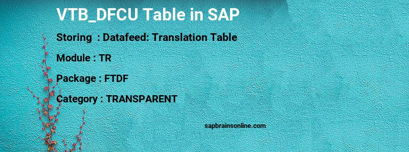SAP VTB_DFCU table
