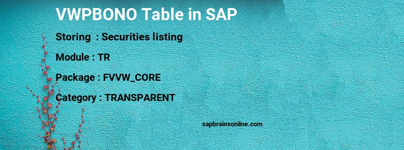 SAP VWPBONO table