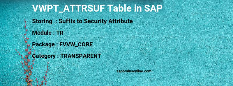 SAP VWPT_ATTRSUF table