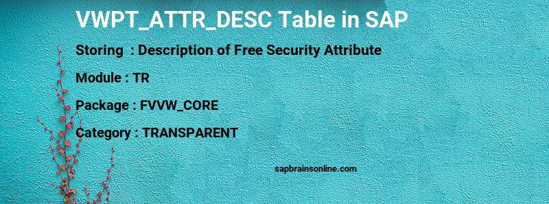 SAP VWPT_ATTR_DESC table