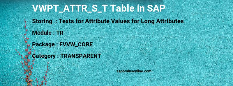 SAP VWPT_ATTR_S_T table