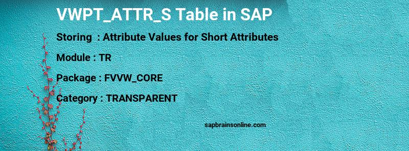 SAP VWPT_ATTR_S table