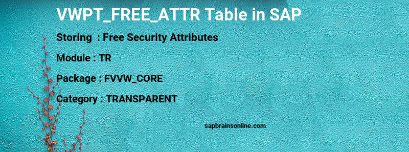 SAP VWPT_FREE_ATTR table