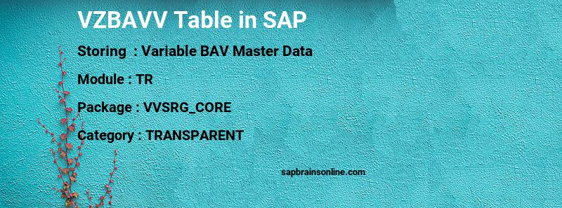 SAP VZBAVV table