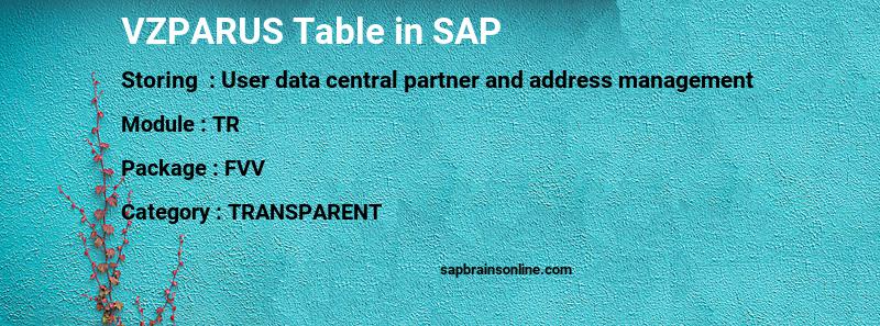 SAP VZPARUS table