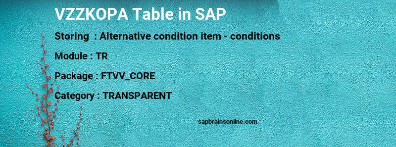 SAP VZZKOPA table