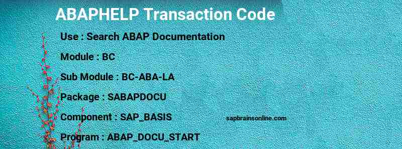 SAP ABAPHELP transaction code