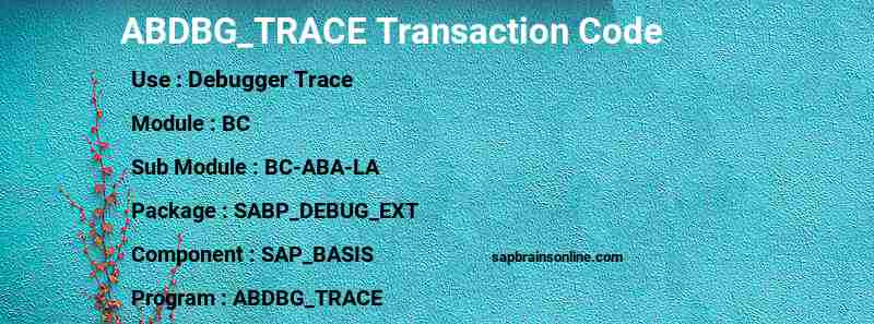 SAP ABDBG_TRACE transaction code
