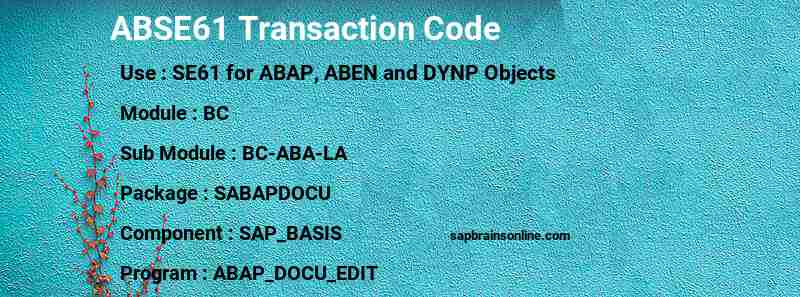 SAP ABSE61 transaction code