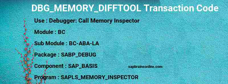 SAP DBG_MEMORY_DIFFTOOL transaction code