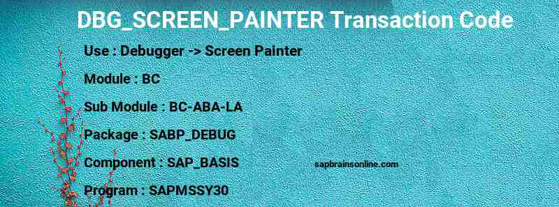 SAP DBG_SCREEN_PAINTER transaction code