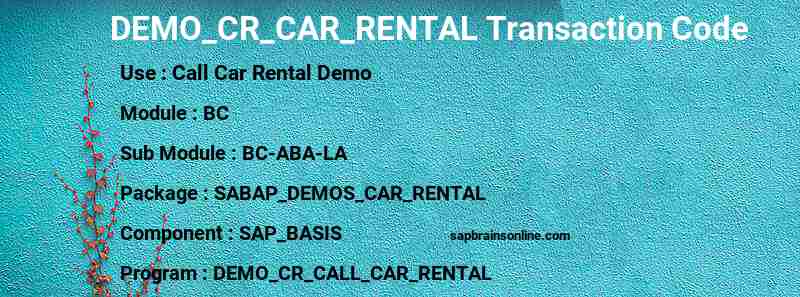 SAP DEMO_CR_CAR_RENTAL transaction code