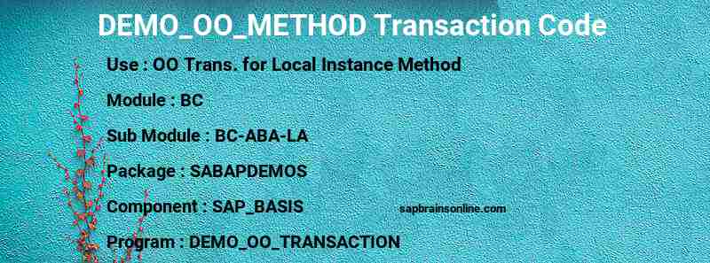SAP DEMO_OO_METHOD transaction code