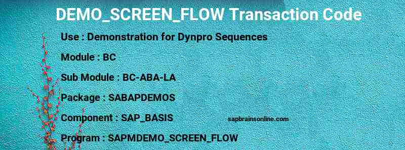 SAP DEMO_SCREEN_FLOW transaction code