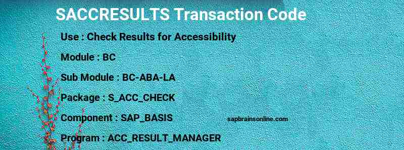SAP SACCRESULTS transaction code